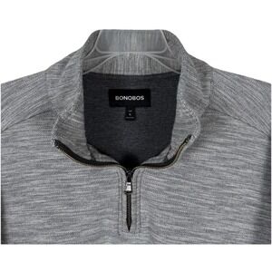 Bonobos Sweater Mens XL Gray Slim Fit Quarter Zip Pullover Cotton Blend Stretch